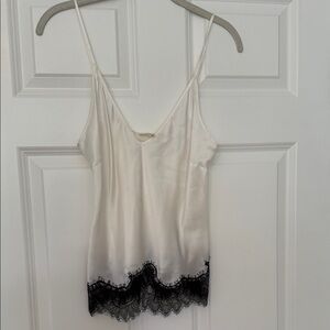 L'AGENCE Ivory Camisole with Black Lace Detail